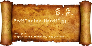 Brüszler Hetény névjegykártya